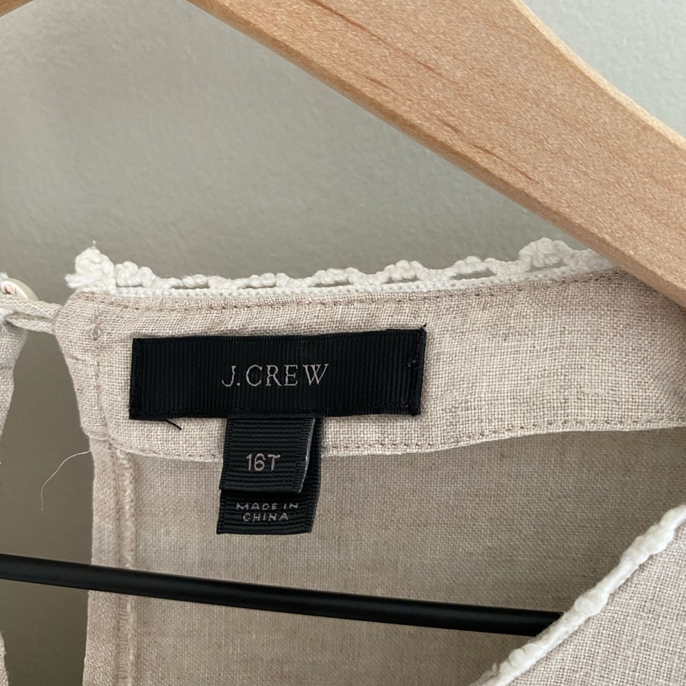 J. Crew embroidered linen top cream size 16T‎ - Picture 3 of 7